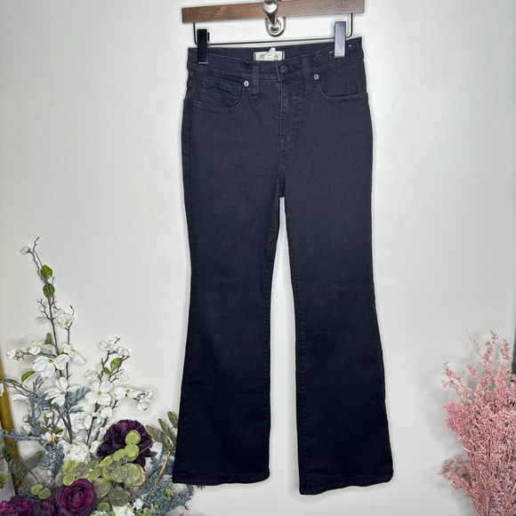 MADEWELL Petite Skinny Flare Jeans in Black Frost Wash {3O5} - Picture 4 of 8